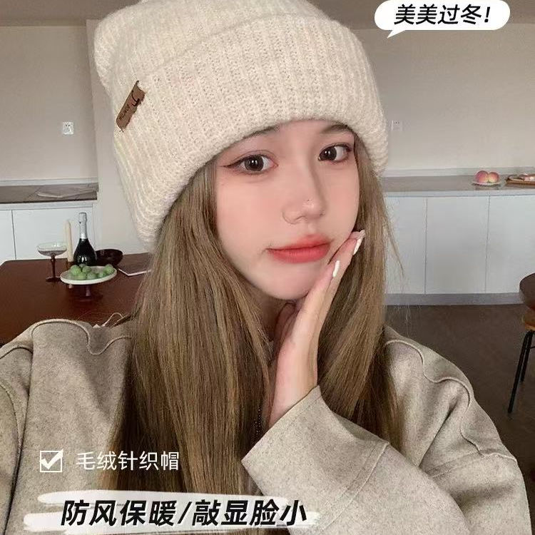 大头围毛线帽女秋冬季保暖显脸小帽子冷帽2025新款防寒护耳针织帽