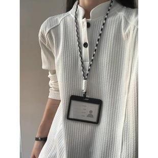 白色肌理感长袖t恤男款秋季美式亨利领polo衫卫衣情侣内搭打底衫