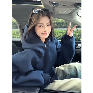 美式街头嘻哈卫衣男女秋季重磅硬挺民族风拼接外套情侣装连帽上衣