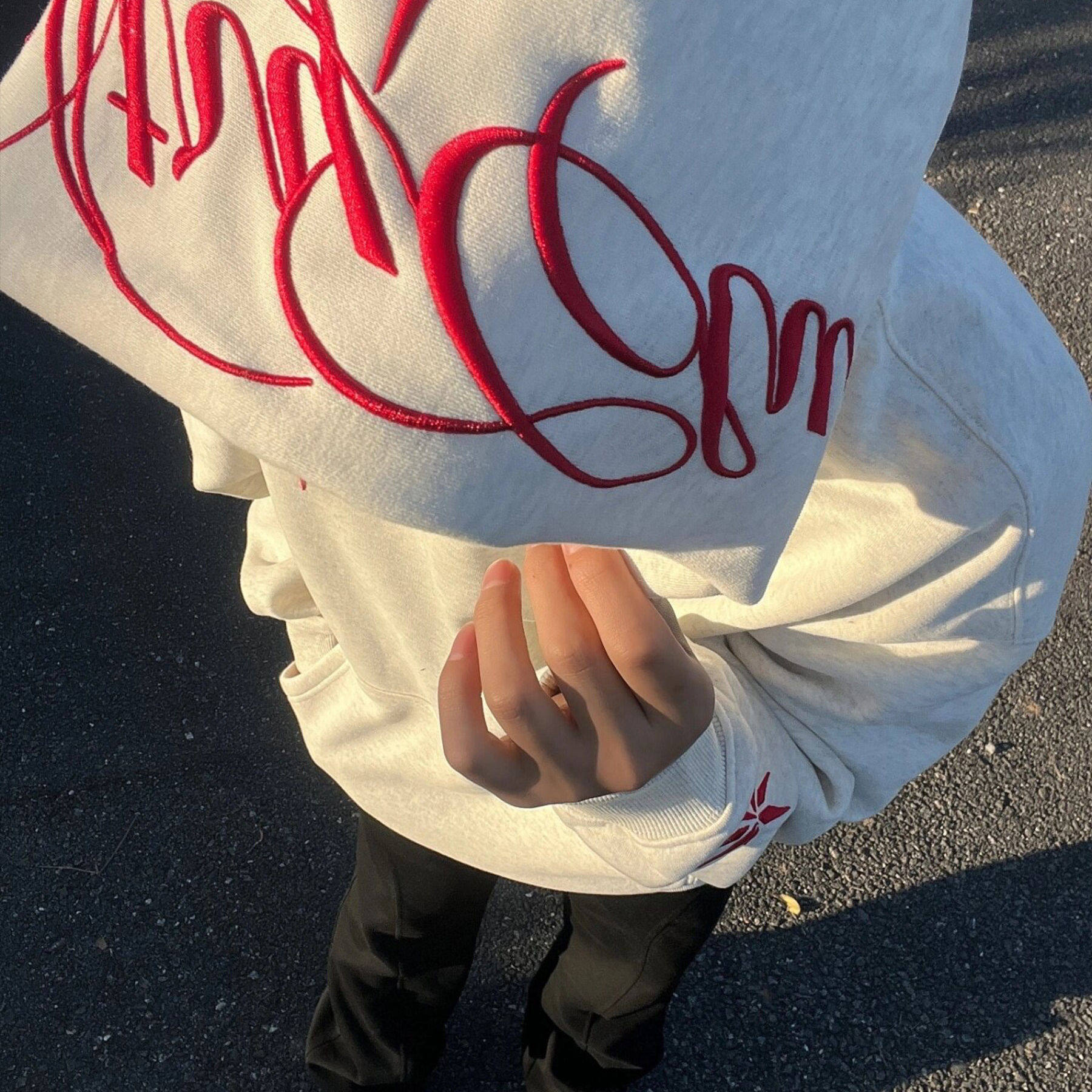 美式高街字母刺绣连帽卫衣男女秋冬宽松设计感慵懒风重磅情侣上衣