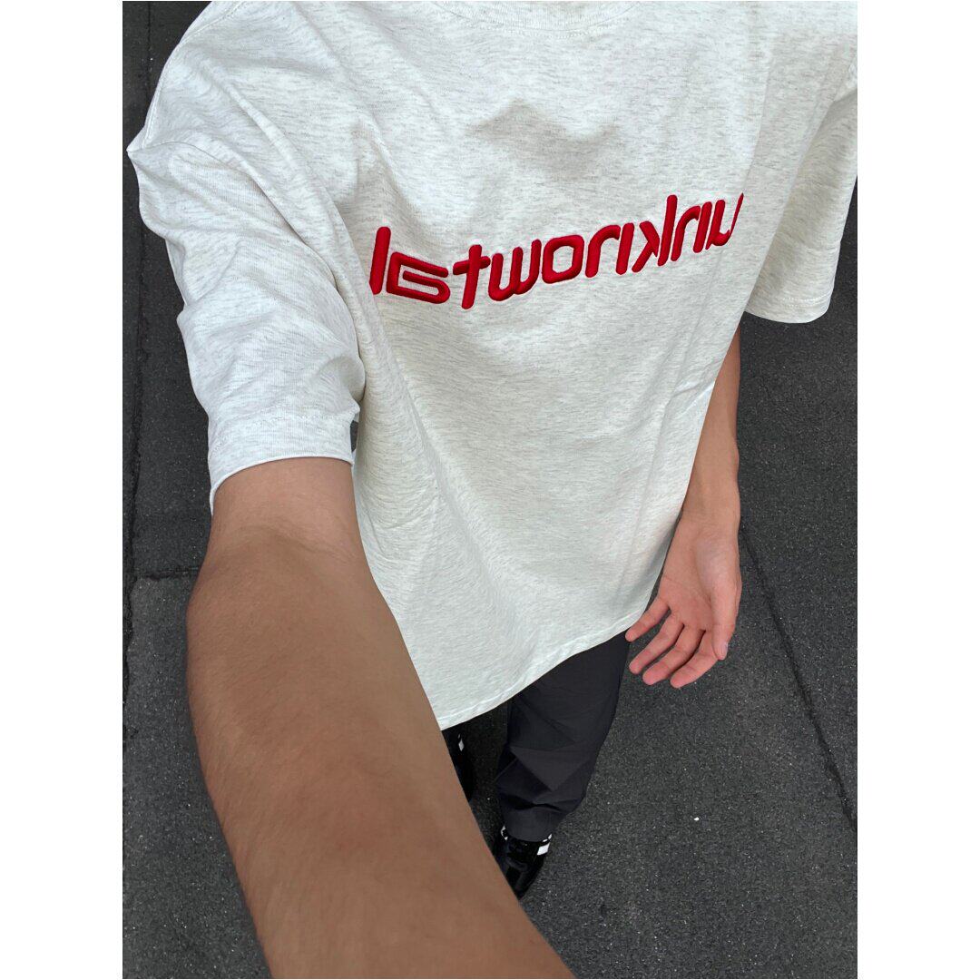 美式高街圆领字母刺绣圆领t恤男夏季宽松重磅纯棉短袖ins情侣上衣