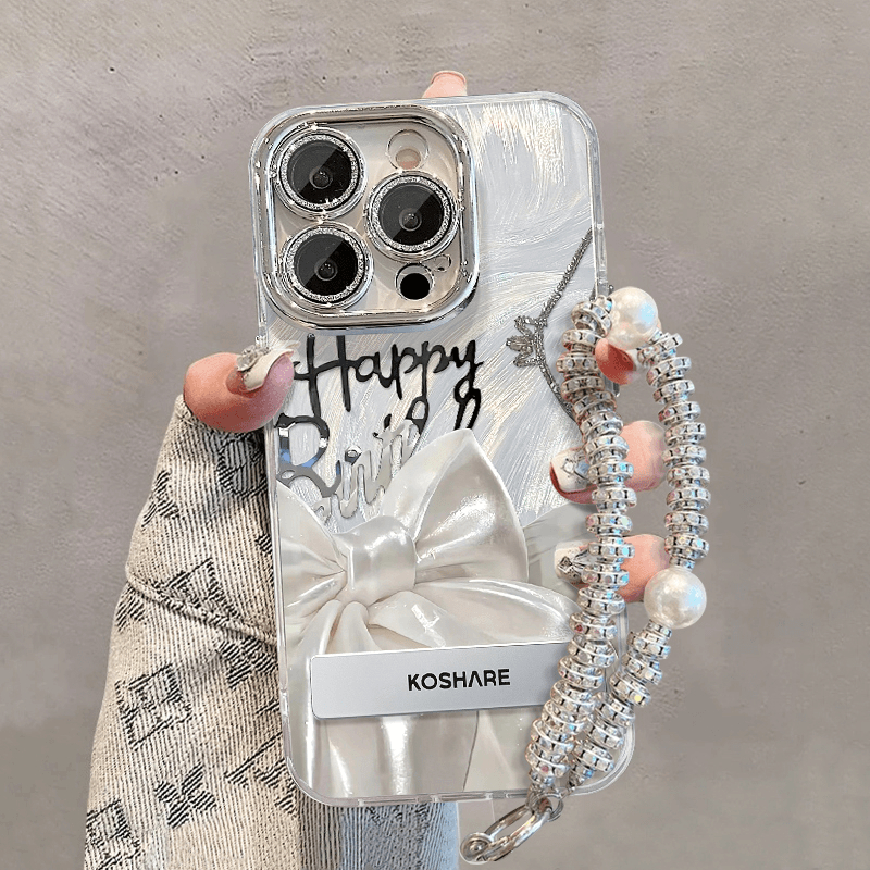 精孔羽纱蝴蝶结适用苹果手机壳