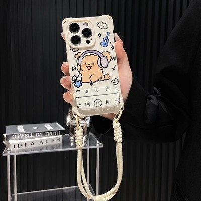 播放音乐小狗挂绳适用苹果手机壳