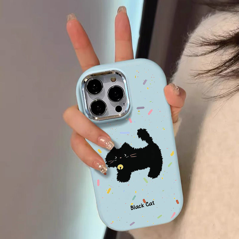 彩带黑猫适用苹果手机壳
