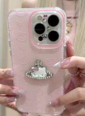 西太后闪钻KT猫适用苹果16手机壳iPhone15/14/13promax新款华为mate70可爱vivos20女OPPOreno13防摔小米15pro