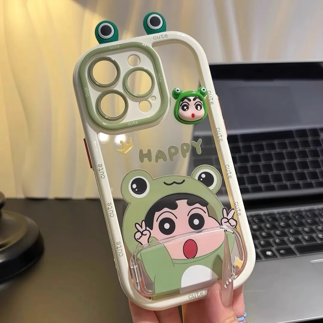 立体耳朵青蛙小新适用苹果16promax手机壳iPhone15新款vivos20华为pura70可爱OPPO女mate70荣耀300红米k80pro