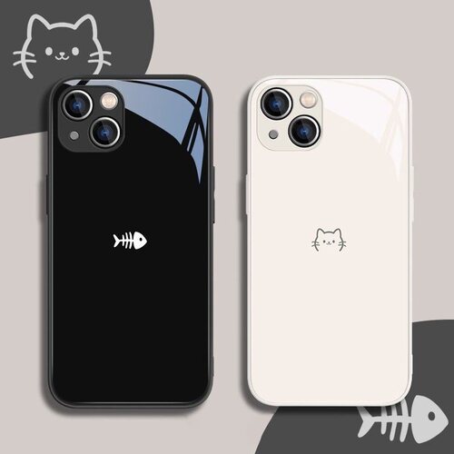 简约猫咪鱼骨适用红米手机壳