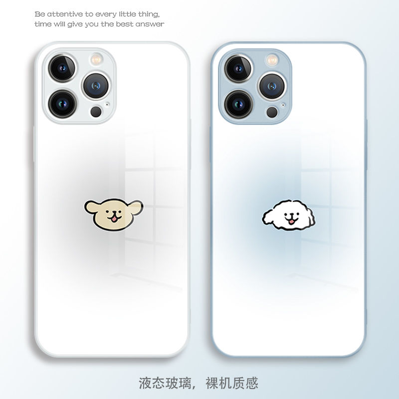 晕染线条小狗适用vivox200手机壳y200i新款x100/x90新款s19/s18/s17玻璃y78t/y100i卡通iQOOz9x情侣y300pro女