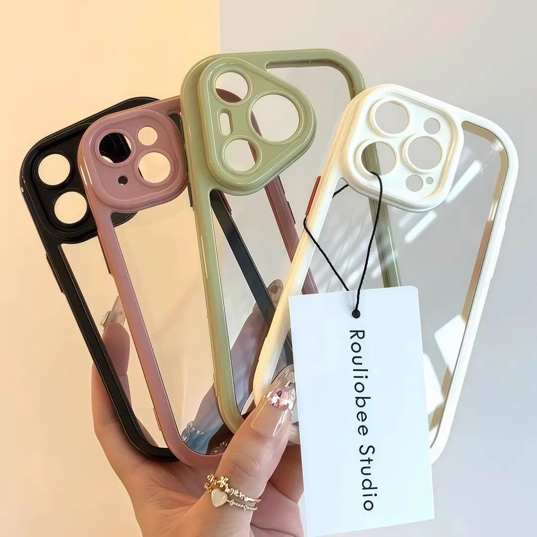 高颜值撞色奶油壳适用苹果17手机壳iPhone16/15/14/13/12promax新款华为pura80简约vivos20情侣OPPO小米17pro