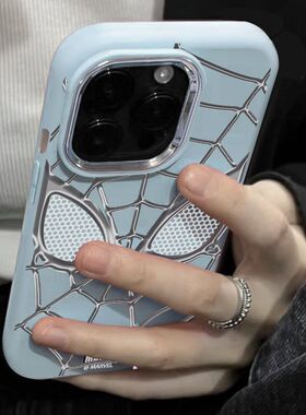 银色蜘蛛适用红米Turbo3手机壳k70/k60新款k50至尊版小米14创意note13/12turbo高级civi3情侣k40s爆款11tpro+