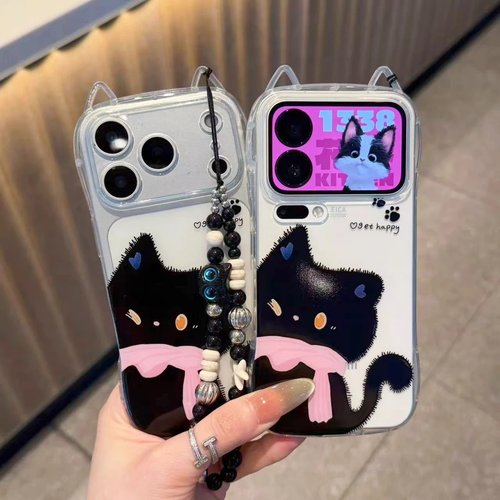 贴贴黑猫挂链适用苹果17手机壳