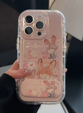 尼克朱迪镜子支架适用苹果16手机壳iPhone15/14/13/12promax新款华为nova13卡通OPPO小米15情侣mate70pro防摔