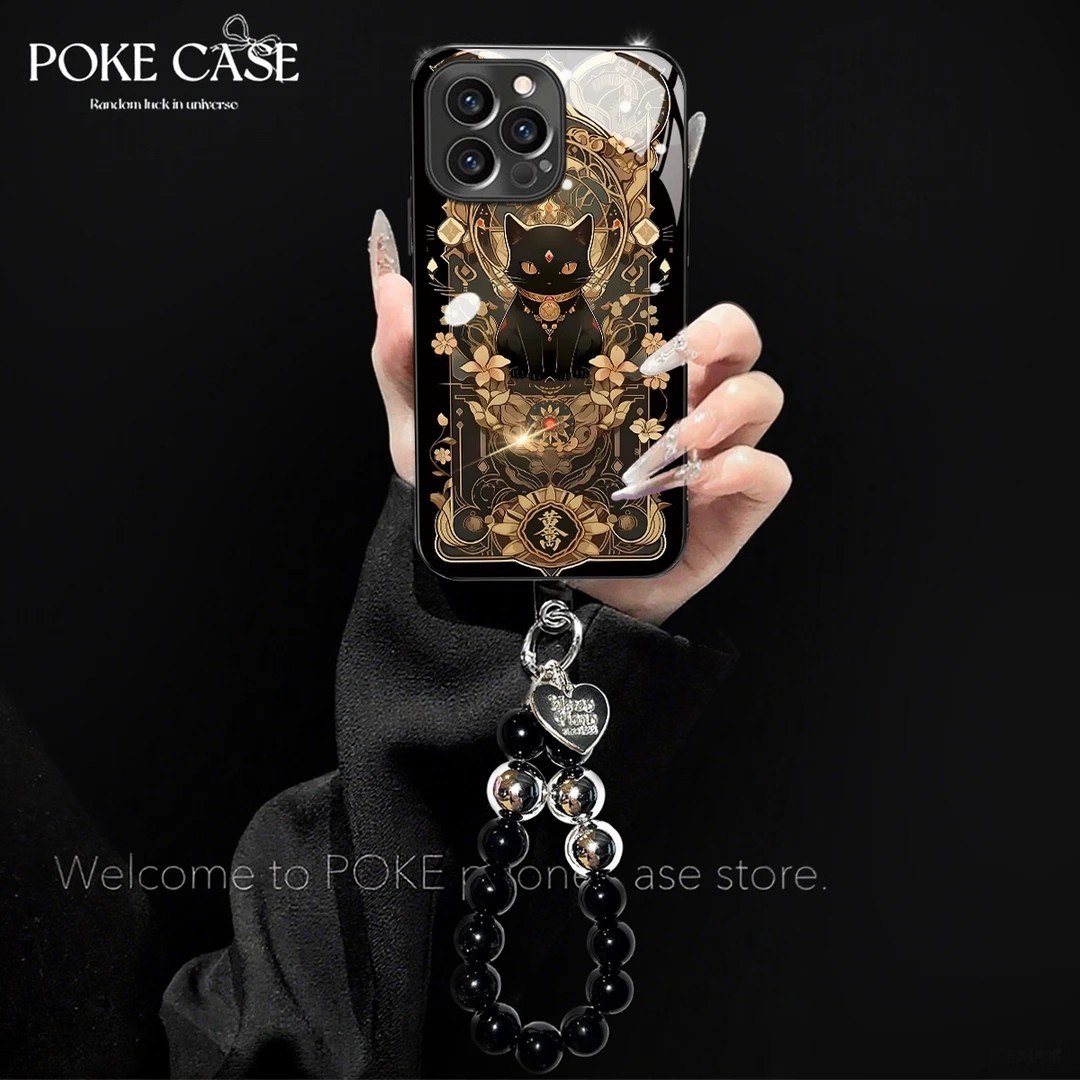 招财猫电镀玻璃适用苹果17手机壳