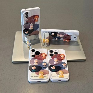 vivox200s华为nova14卡通OPPO荣耀x70i菲林小米15pro 13新款 色块五个小人适用苹果16Promax手机壳iPhone15