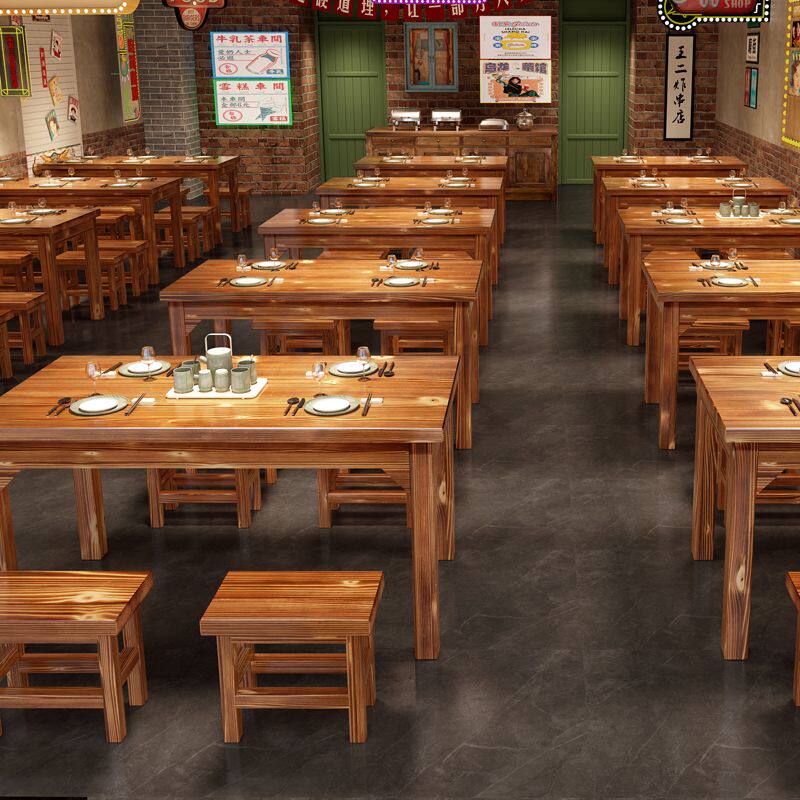 实木快餐桌椅饭店闲鱼二手家具旧货市场入口面馆碳化商用桌椅组合