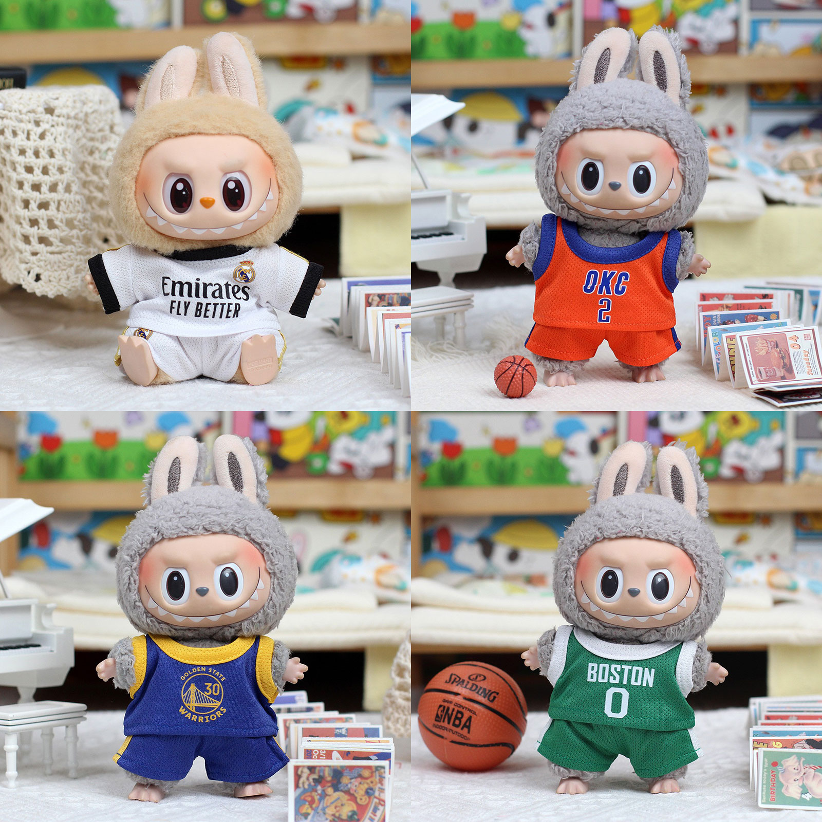 一二三代17cm拉布布娃衣套装labubu坐坐派对衣服篮球服心动马卡龙