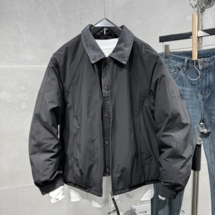 痞帅长袖 男士 假两件加厚保暖防寒工装 新款 宽松防风上衣 羽绒服冬季