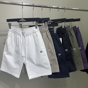 简约透气五分裤 高端休闲短裤 时尚 薄款 日系纯色潮流宽松直筒 男夏季