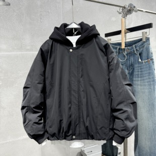 羽绒服假两件加厚工装 冬季 保暖90绒防寒宽松情侣潮流上衣 新款 男士