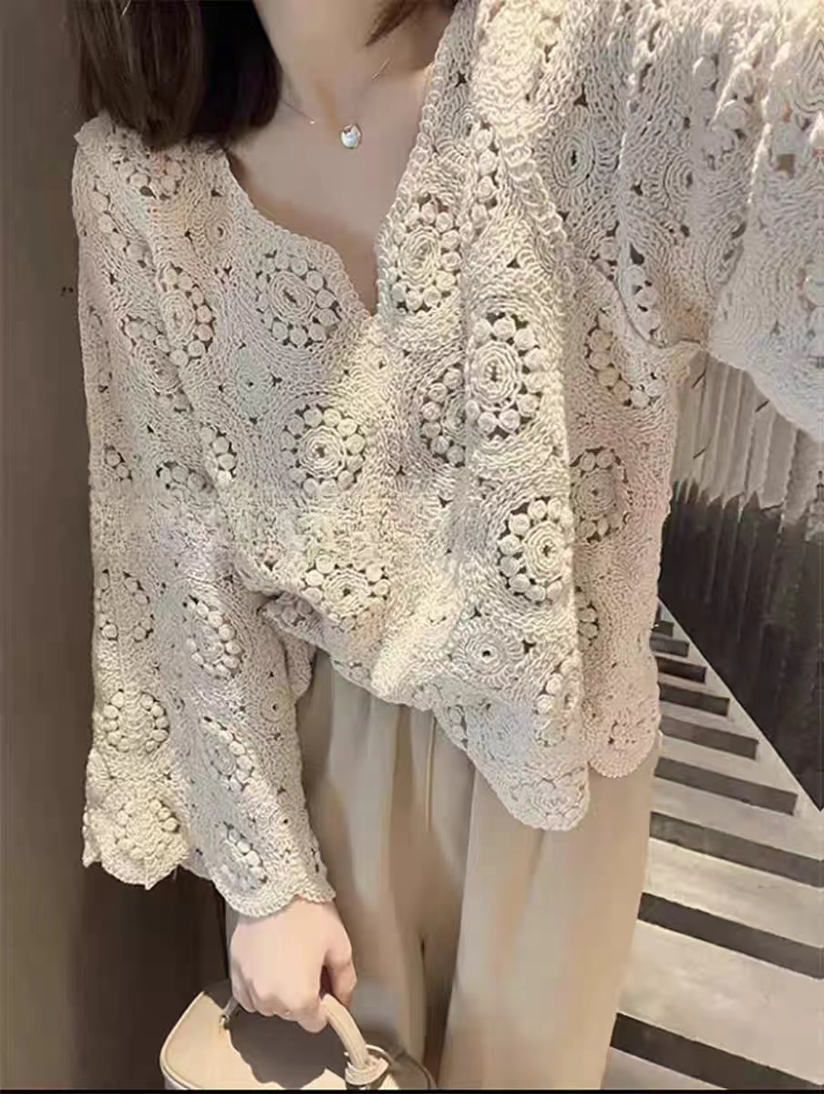 镂空东大门针织衫蕾丝上衣