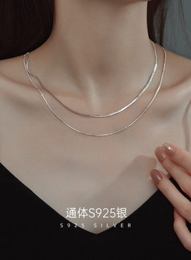 S925银双层叠戴项链女高