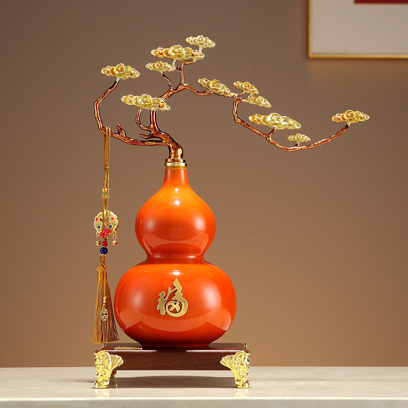 珐琅彩祥云葫芦摆件乔迁新居礼品