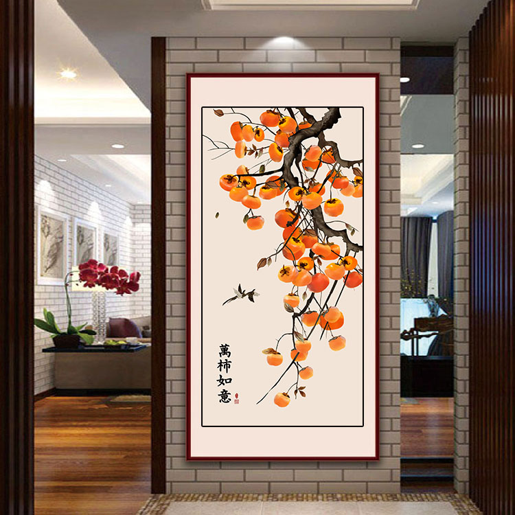 油画布玄关可定制高清便宜中式