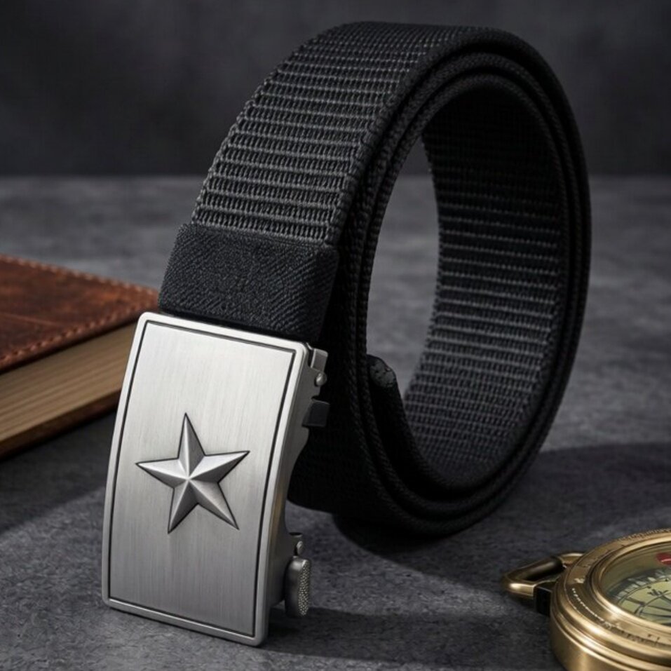 （内穿式）自动扣尼龙帆布腰带男女青年军训皮带时尚休闲学生裤带