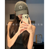 张元 英同款 韩国小众潮韩太阳花刺绣棒球帽女大头显脸小鸭舌帽子