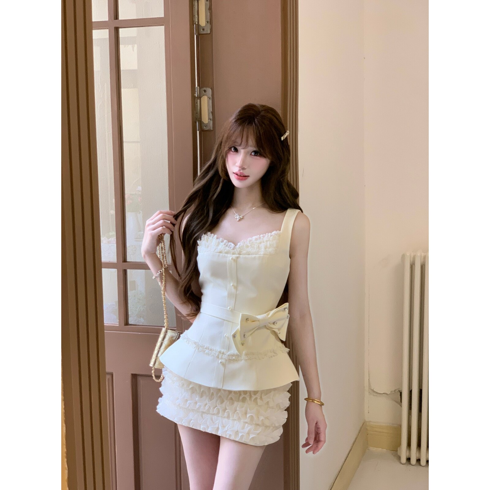 越韩小鱼Musefish 法式茶歇 名媛千金风吊带上衣蛋糕半裙套装女夏