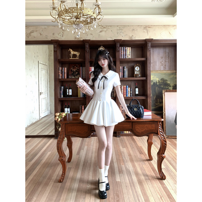 越韩小鱼Musefish 少女的心事 法式千金白色连衣裙气质显瘦蓬蓬裙