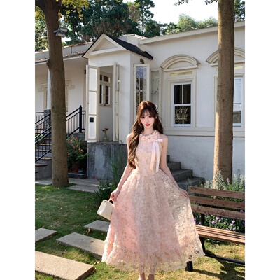 越韩小鱼Musefish 花丛絮语长裙 立体花瓣蕾丝仙气少女连衣裙女