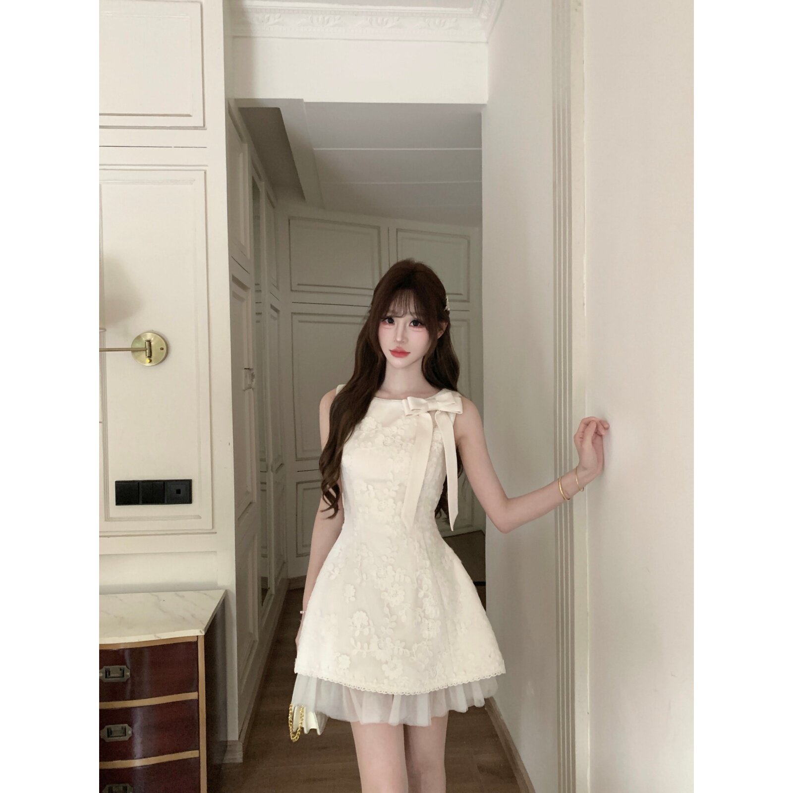 越韩小鱼Musefish 藤蔓之花 名媛千金风连衣裙法式气质无袖短裙女