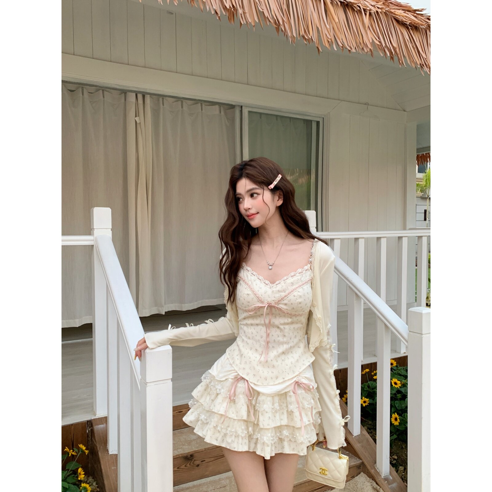 越韩小鱼Musefish 椿日花语 法式甜美少女碎花吊带蓬蓬蛋糕裙女夏