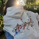 高级感刺绣花卉字母连帽卫衣女春秋新爆款 美式 外套慵懒风复古上衣