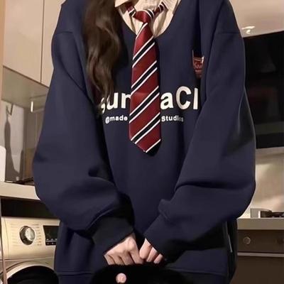 美式高街学院风假两件polo领卫衣