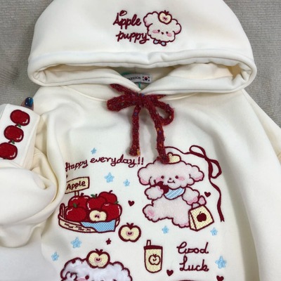 刺绣超可爱设计感独特连帽卫衣女