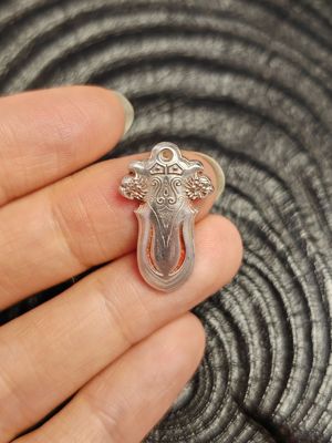 999 足银纯手工精修精铸降魔杵天师府镇天宝吊坠 4g 左右朱砂填制