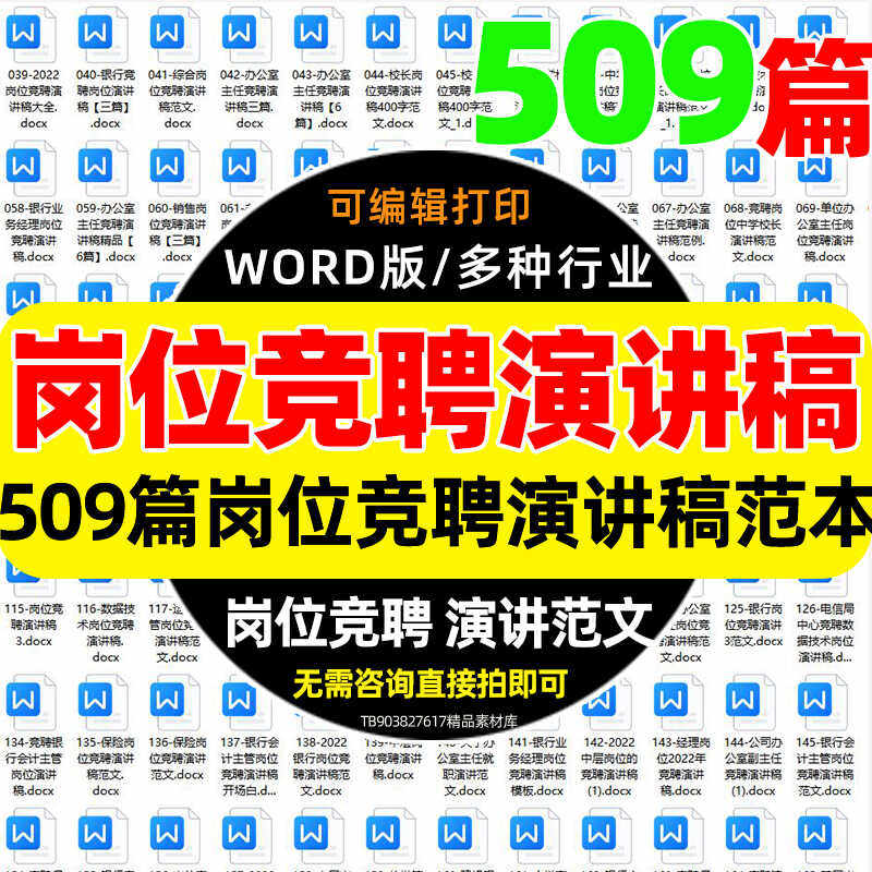竞聘演讲稿word模板范本题材中层干部岗位竞争聘任发言稿范文素材 - 实物图
