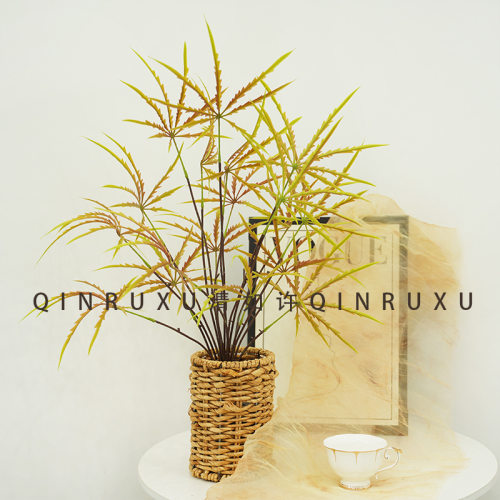 仿真绿植孔雀木蕨叶秋色系植物墙装饰客厅办公室绿植摆件塑料假叶