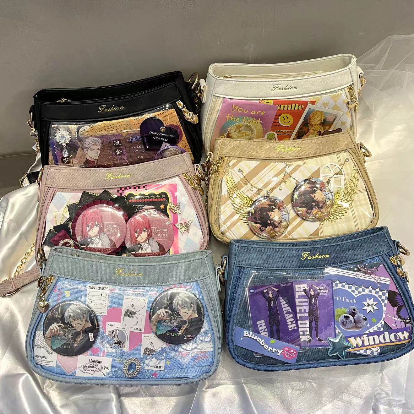 原创中小食量腋下痛日系透明谷子吧唧痛包斜挎扎版单肩痛包