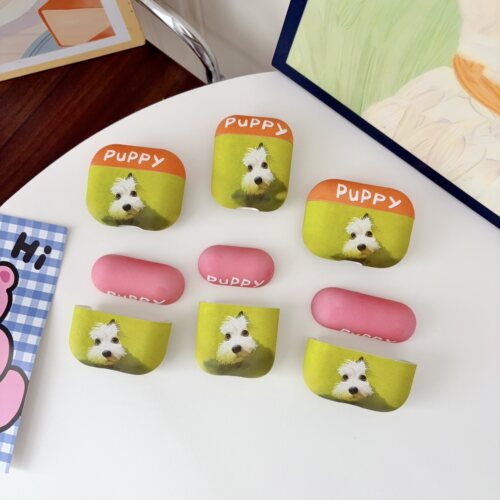 可爱小狗适用AirPods1/2/3/4代苹果无线蓝牙耳机保护套华为Freebuds4/5i/6i/7i/por/pro2/pro3/se2/FreeCIip