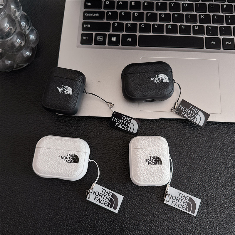 潮牌北面适用AirPods pro2苹果无线蓝牙耳机保护套1/2/3/4/5代荔枝纹