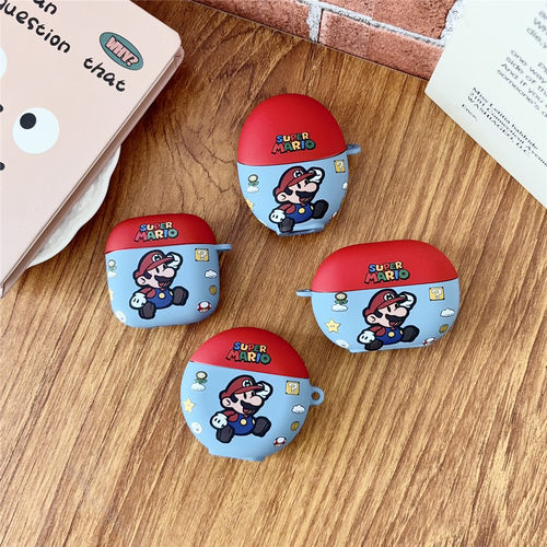 超级马里奥适用AirPods1/2/3/4苹果无线蓝牙耳机保护套华为Freebuds4/5i/6i/7i/por/pro2/pro3/se2/FreeCIip