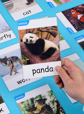 英语闪卡tpr动物单词卡72张3岁以上宝宝英语启蒙早教儿童学习英语实物单词卡幼儿园老师教材教具可定制