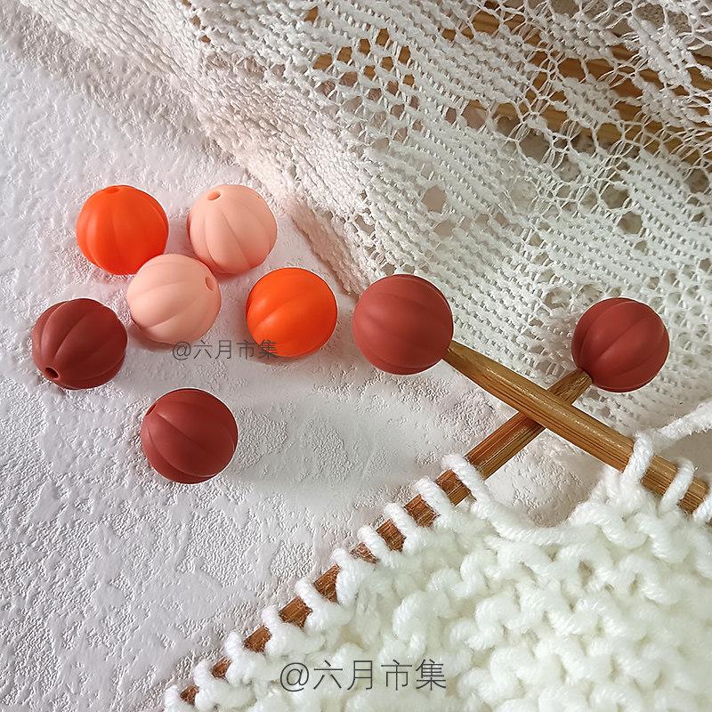 实用彩色南瓜珠毛衣围巾棒针编织针堵防溜线硅胶直针毛线针帽堵头