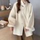 2025秋冬季 新款 简约立领牛角扣双面羊毛大衣女宽松百搭外套温柔风
