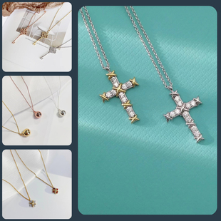 Daniela中国结钥匙交叉hardwear系列圆球吊坠锁骨链十字架项链女