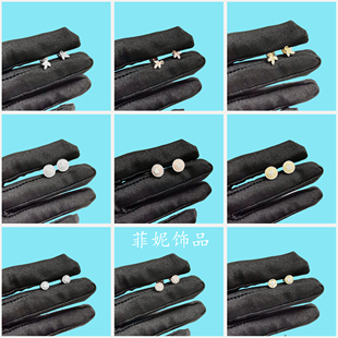 Daniela新款三叶大小圆形满钻耳钉时尚轻奢个性锁头耳环ins女生