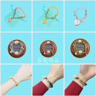 Daniela新款锁头粗环扣一箭爱心手链黑色U形交叉马眼手串链子个性